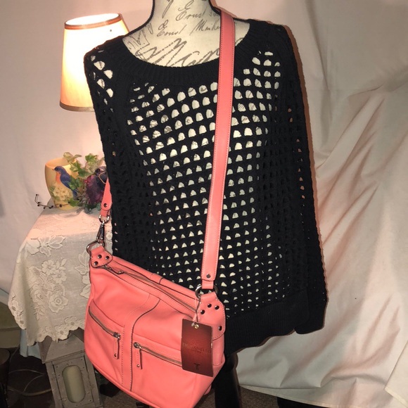 🌹👠 NWT ❋ Tignanello Coral / Pink Leather Bag🌹👠 - Picture 7 of 8